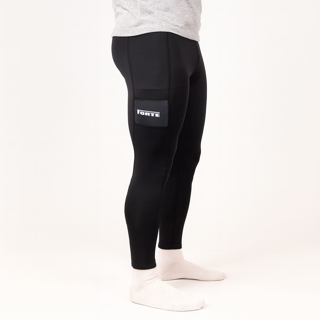 Lange running tight in zwart runningtight voor hardlopen, sporten, overbroek