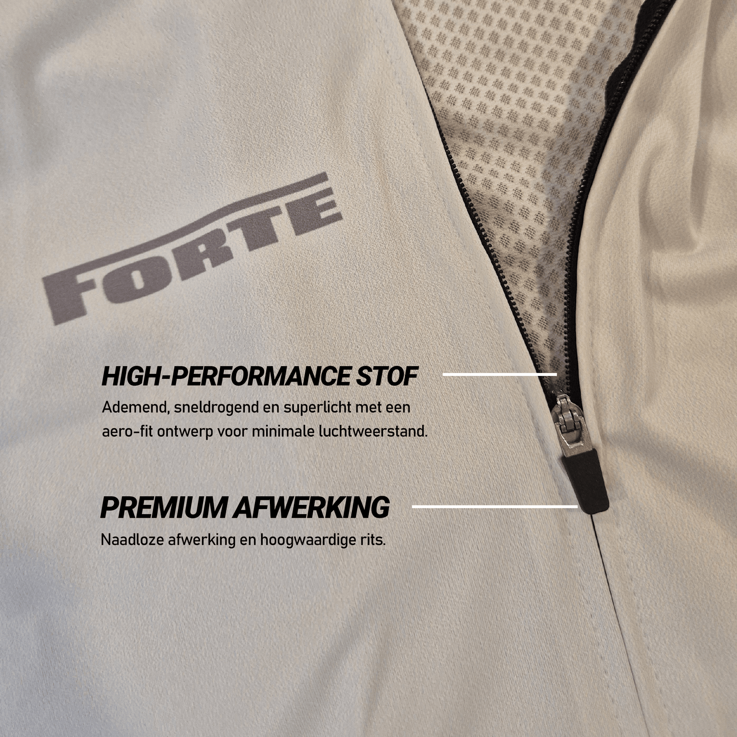 wielershirt elite in kleur lichtgrijs - topkwaliteit wielershirt voor comfort en aerodynamica - wielershirt sneldrogend - wielerkleding