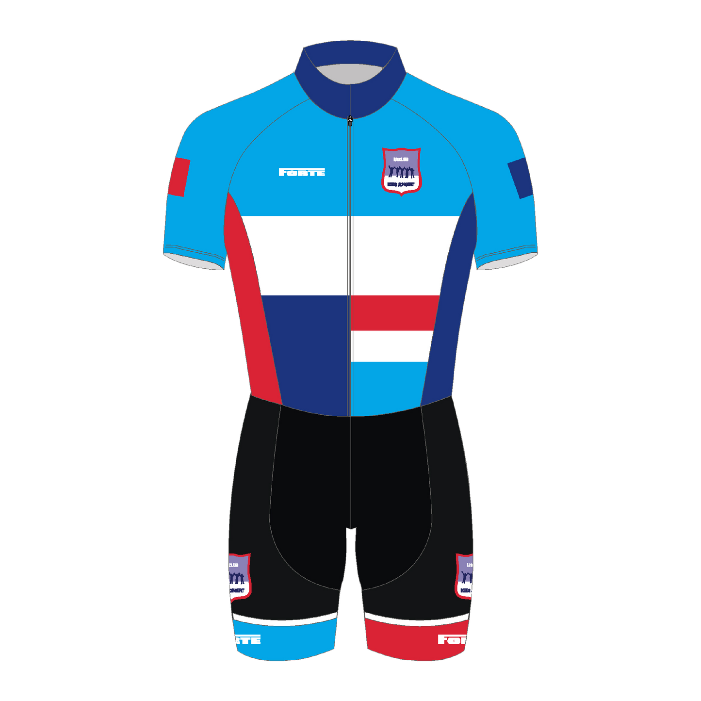 Skeelerpak met korte mouwen IJsclub Kees Jongert – aerodynamisch pak met clubkleuren voor zomerse trainingen skeeleren