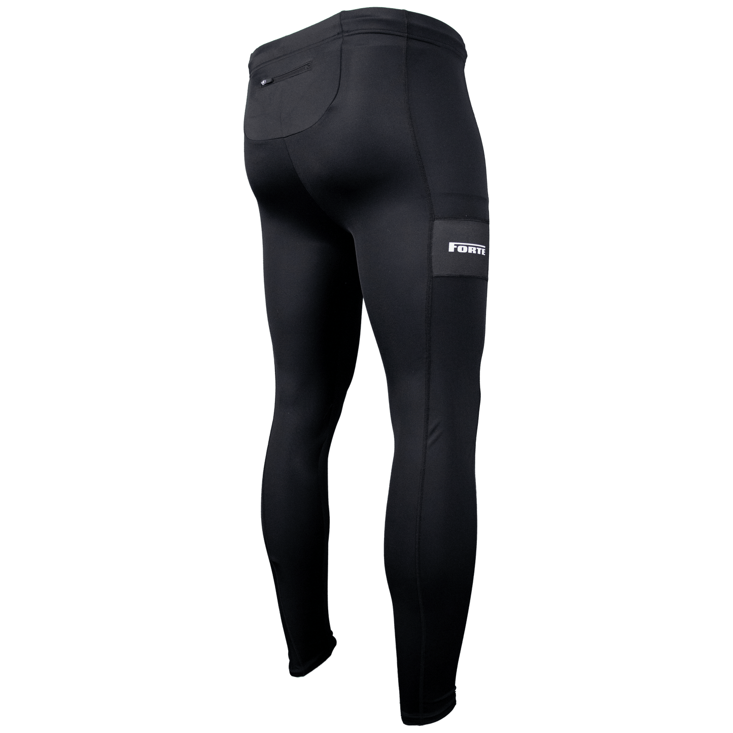 Lange running tight in zwart runningtight voor hardlopen, sporten, overbroek, foto achter