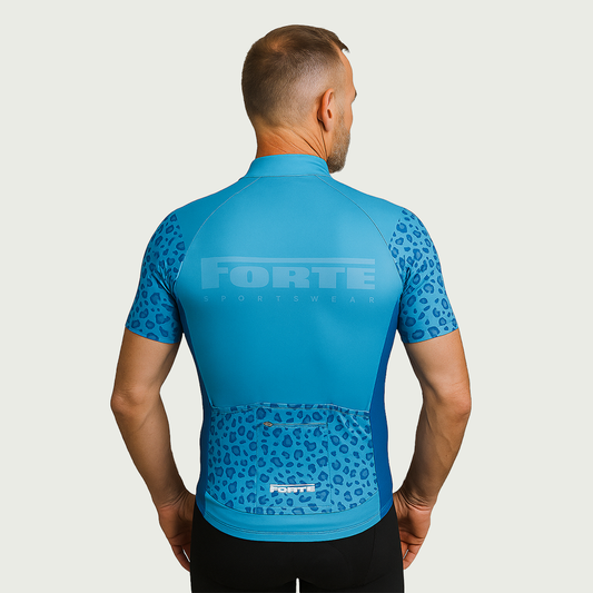 Wielershirt blauw camo design - uniek wielershirt - lichtblauw met donkerblauw