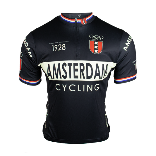 Retro Amsterdam wielershirt zwart - Vintage Fietsshirt