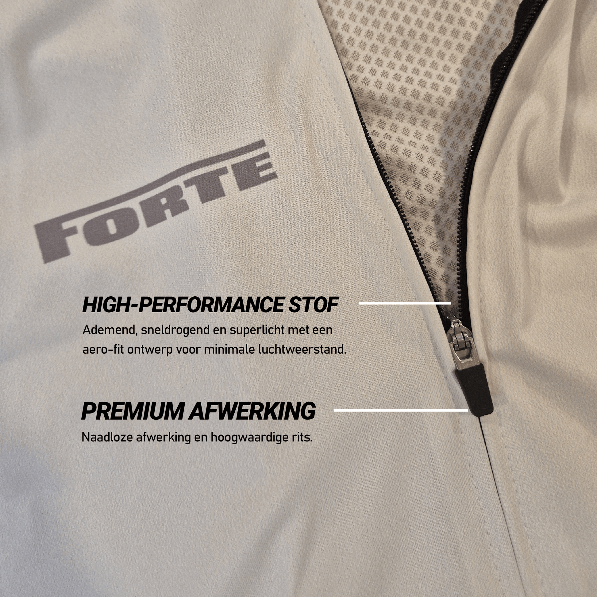 wielershirt elite in kleur lichtgrijs - topkwaliteit wielershirt voor comfort en aerodynamica - wielershirt sneldrogend - wielerkleding