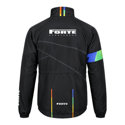 Zwart windjack wielrennen met lichtgewicht stof en comfortabele race fit voor heren en dames - achterzijde