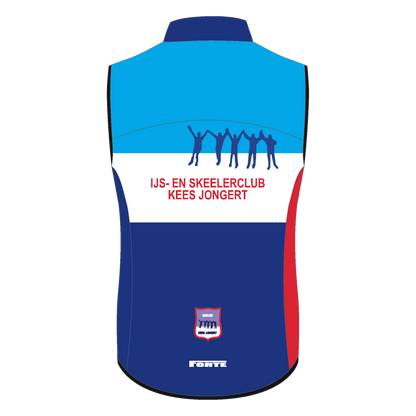 Windstopper IJsclub Kees Jongert – waterafstotend windvest met clublogo voor fiets- en schaatstraining - foto achterkant