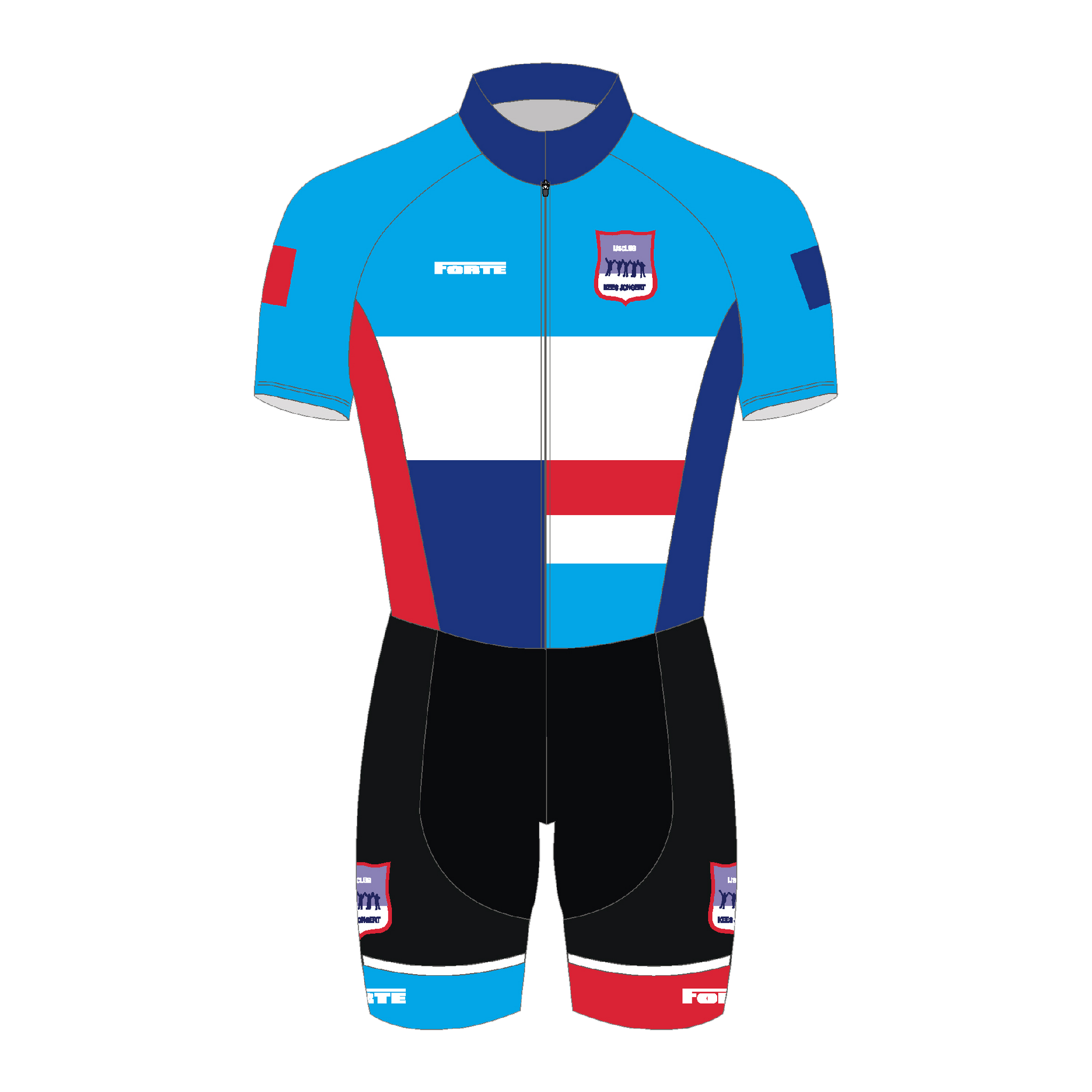 Skeelerpak met korte mouwen IJsclub Kees Jongert – aerodynamisch pak met clubkleuren voor zomerse trainingen skeeleren