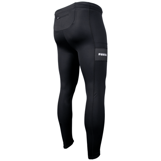 Lange running tight in zwart runningtight voor hardlopen, sporten, overbroek, foto achter