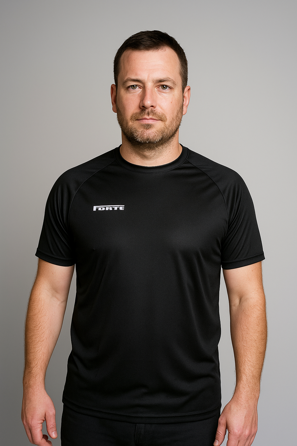 Forte hardloopshirt running jersey in kleur zwart - geschikt voor hardlopen, marathons, hardloopwedstrijden en joggen