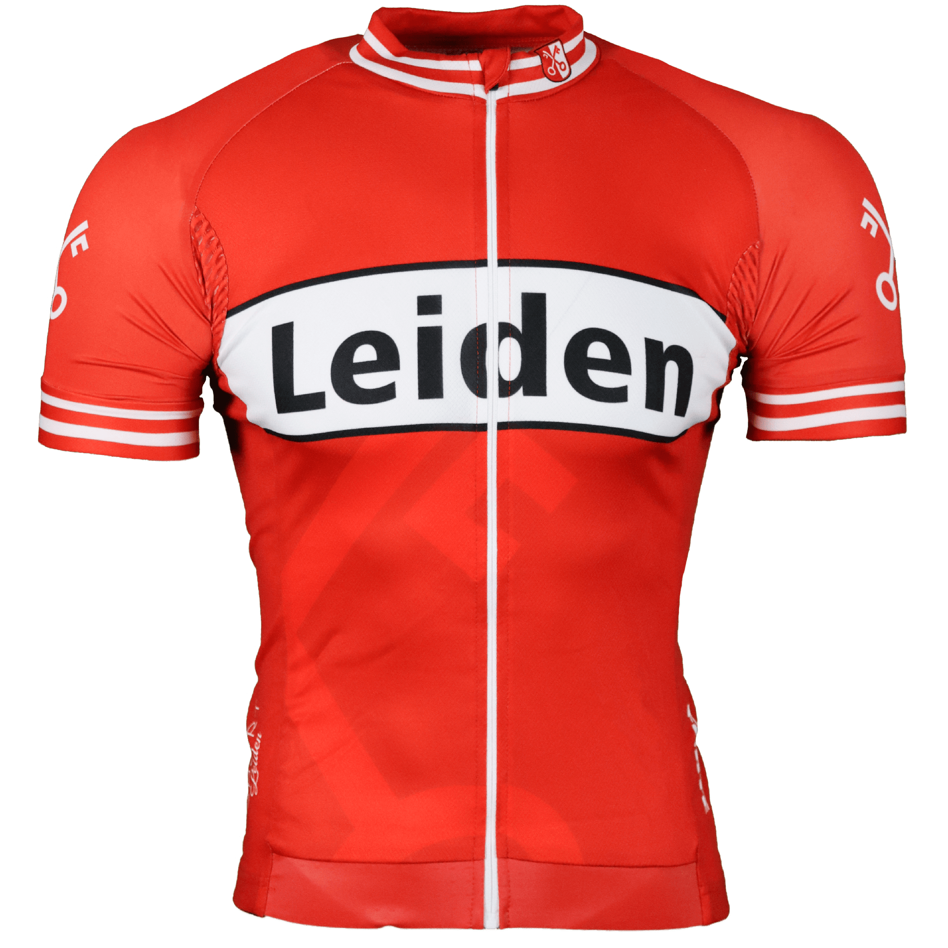 wielershirt van gemeente leiden, iconisch sleutel design gemeenteleiden wielerkleding