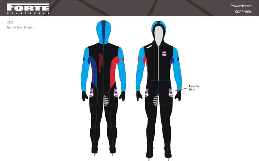 Powerstretch suit IJsclub Kees Jongert – high-performance schaatspak van uitmuntende kwaliteit voor ultiem comfort en flexibiliteit tijdens intensieve trainingen en wedstrijden