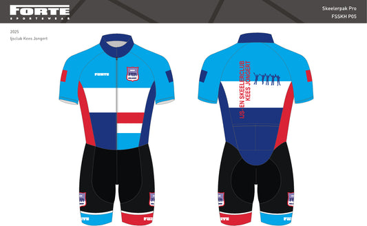 Skeelerpak met korte mouwen IJsclub Kees Jongert – aerodynamisch pak met clubkleuren voor zomerse trainingen skeeleren