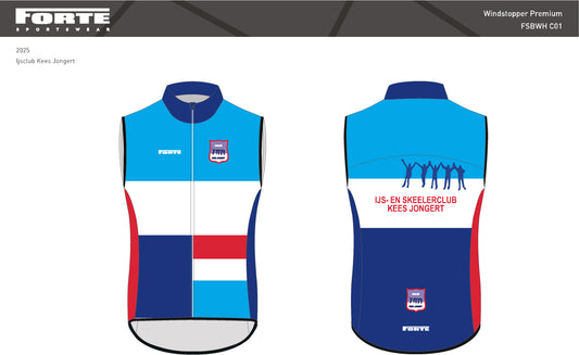 Windstopper IJsclub Kees Jongert – waterafstotend windvest met clublogo voor fiets- en schaatstraining