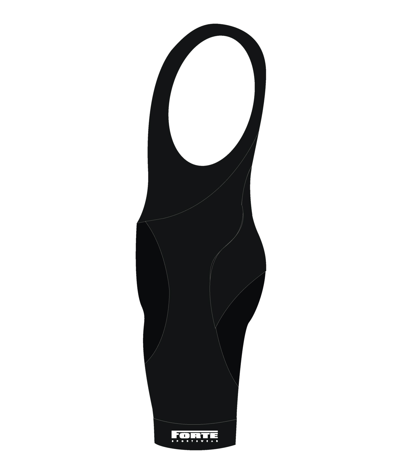 wielerbroek voor wielrenners en fietsers, koersbroek blanco zwart met forte logo zijkant