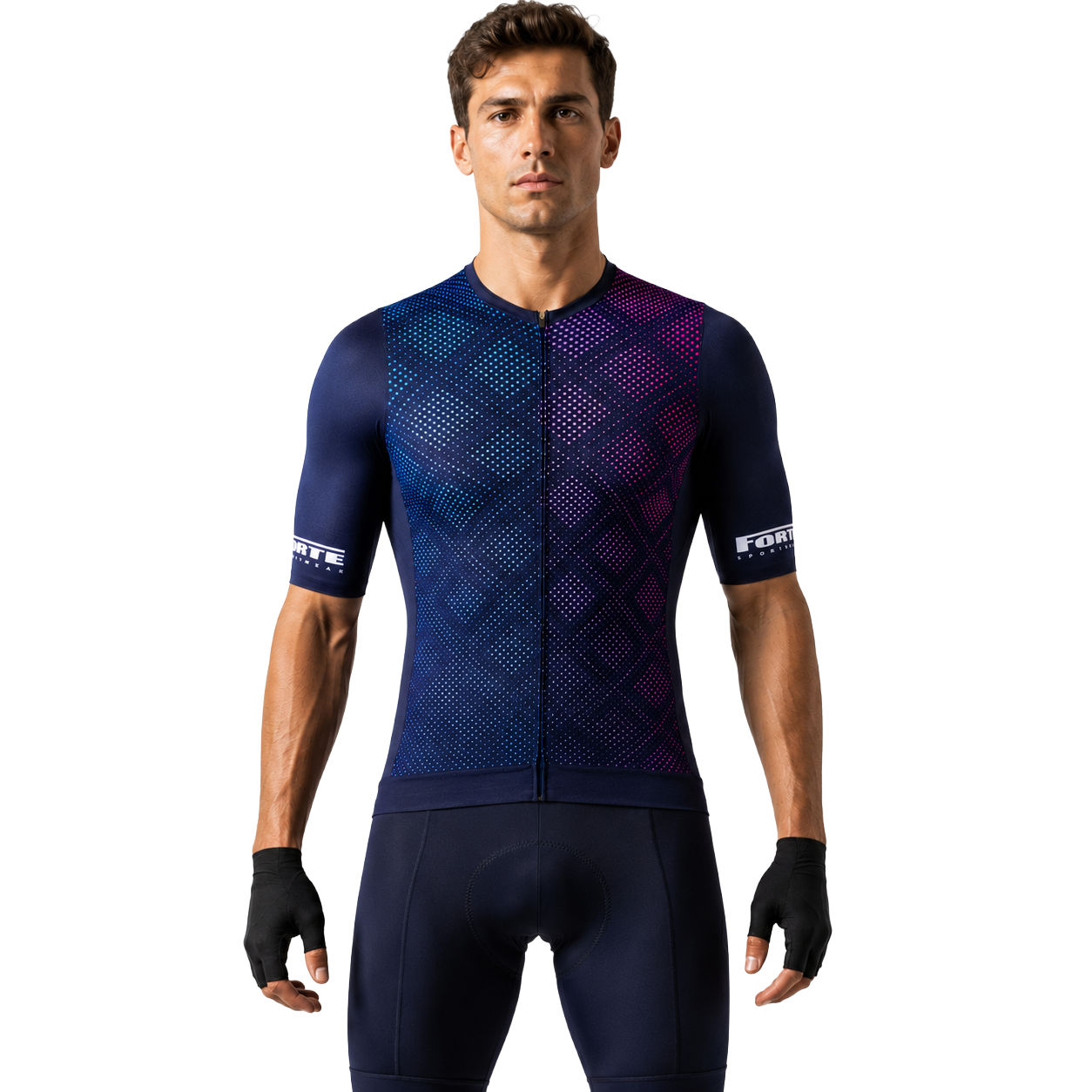 Heren fietsshirt met korte mouwen voor optimale ventilatie en comfort tijdens het fietsen - op model